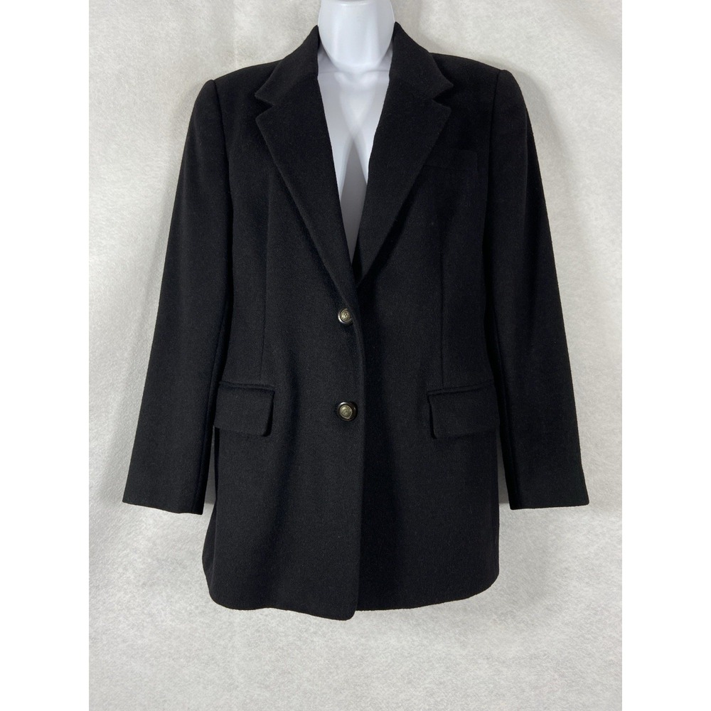 Vintage Talbots Jacket Women's 6 Black Blazer Long Sleeves Camel Hair Italy Made